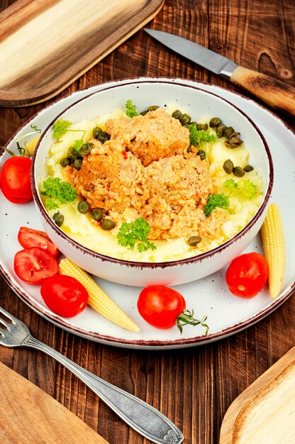 Polpette di dieta e purè di patate