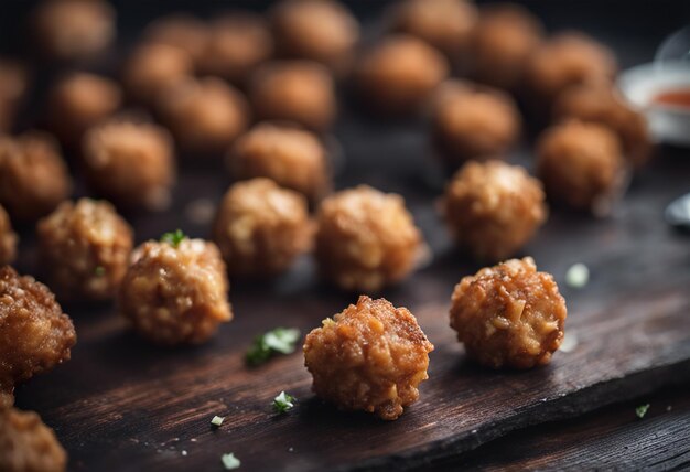 polpette fritte su un fondo di legno