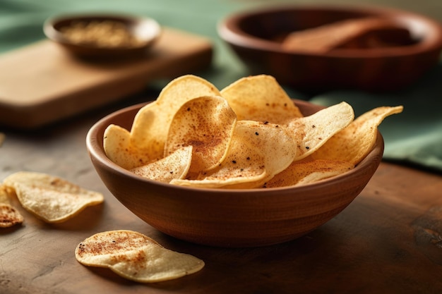 Polvere di cardamomo sulla fotografia di cibo a posa piatta in cucina AI generativa