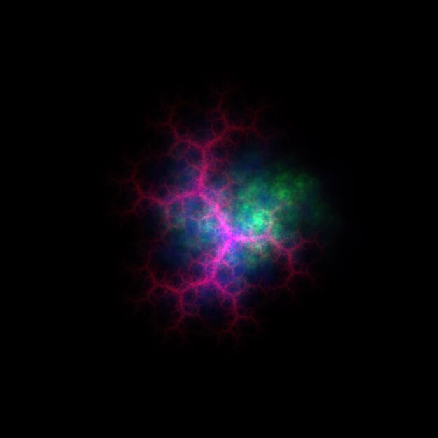 Polvere di nebulosa frattale colorata su sfondo nero