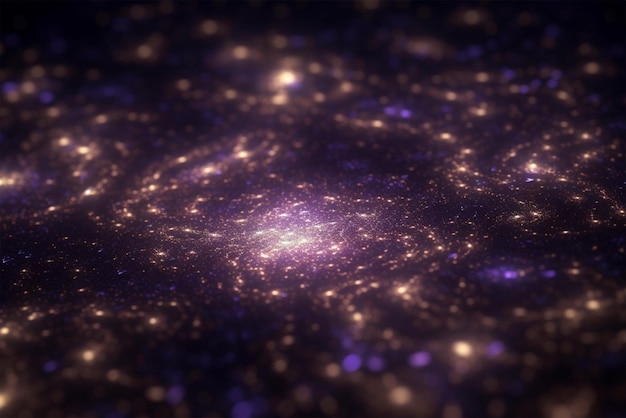 Polvere di particelle astratte dorate o glitter sfondo sfondo galassia spazio cosmico fantasia sfondo