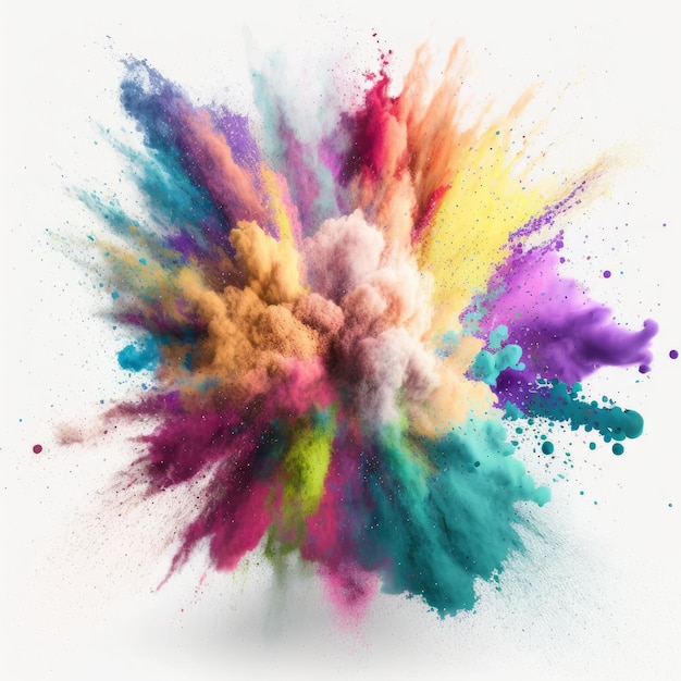 Polvere di polvere colorata Polvere colorata Polvere di colore bianco Sfondo Generative AI