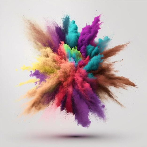 Polvere Holi Color splash vernici isolate su sfondo bianco esplosione colorata, Generative ai
