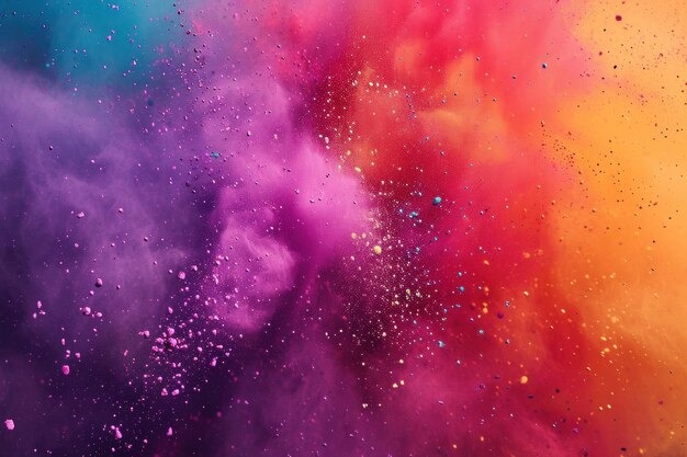 Polvere Holi colorata in ciotole su uno sfondo vivace