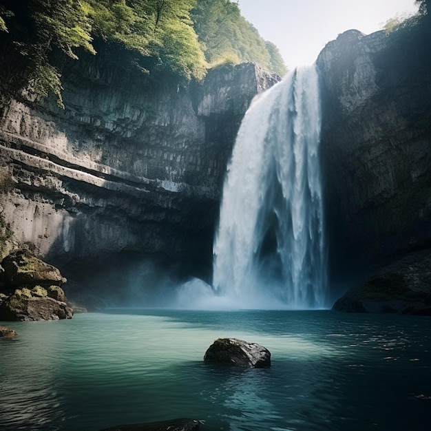 Pomeriggio Cascata Radiante Paesaggio Della Cascata