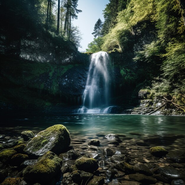 Pomeriggio Cascata Radiante Paesaggio Della Cascata