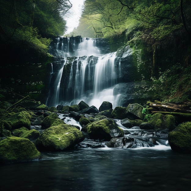 Pomeriggio Cascata Radiante Paesaggio Della Cascata