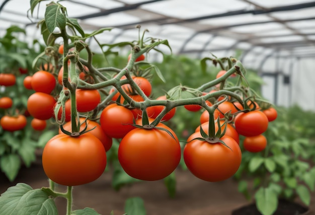 Pomodori che crescono in una serra