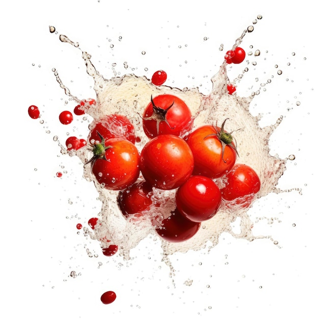 Pomodori che spruzzano acqua