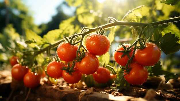 Pomodori colorati che crescono in fattoria