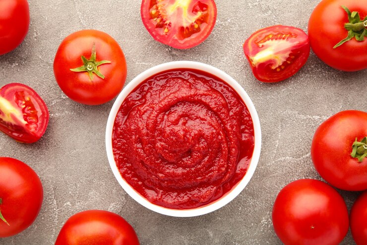 Pomodori freschi con pasta e succo