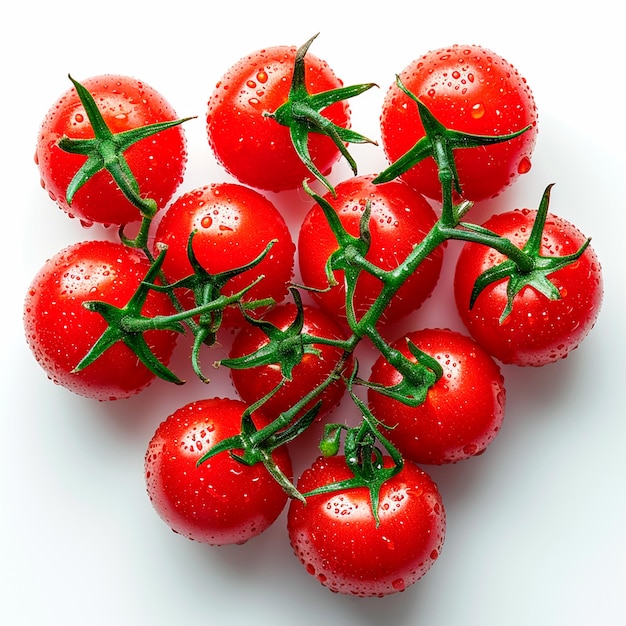 Pomodori freschi su sfondo bianco Immagine generata dall'intelligenza artificiale