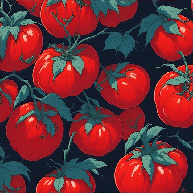 Pomodori rossi Acquerello Ornamento per tessuti e imballaggi Progettazione AI generativa