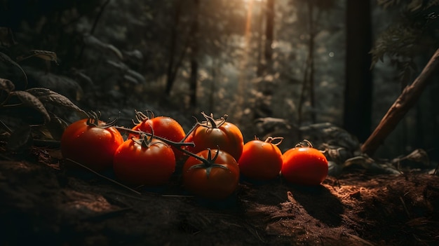 Pomodori rossi in giardino AI generativa AI generata