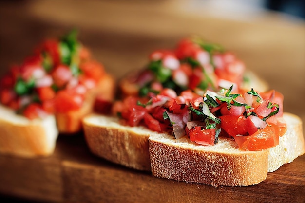 Pomodori secchi bruschetta su pane fritto con olio d'oliva cucina italiana