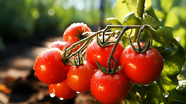 Pomodoro biologico fresco un sano pasto vegetariano coltivato in natura