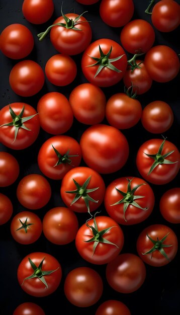 Pomodoro su un motivo di sfondo nero isolato