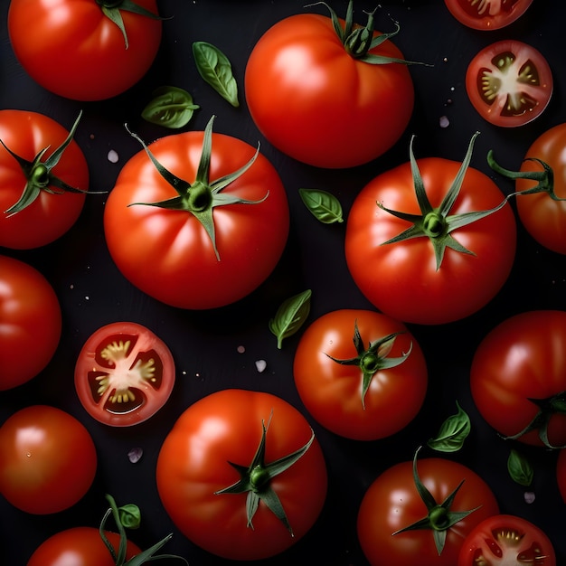 Pomodoro su un motivo di sfondo nero isolato