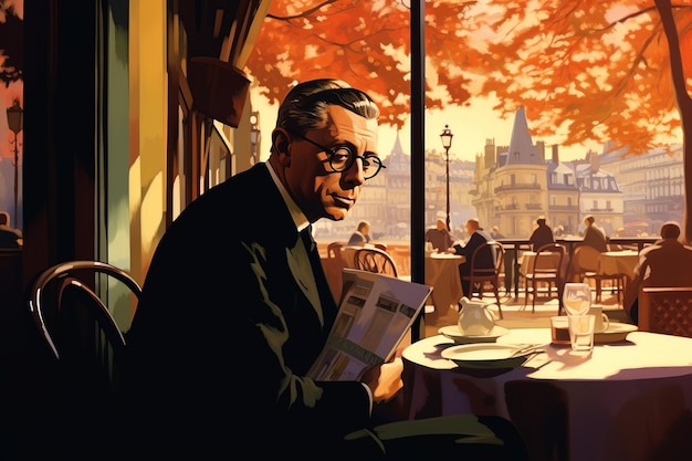 Pondering Existence JeanPaul Sartre in un caffè parigino