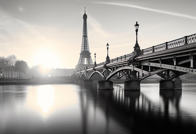 Pont de Bir Hakeim e la Torre Eiffel all'alba