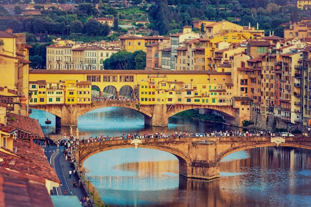 Ponte ad arco sul fiume in città