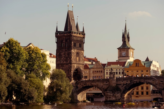 Ponte Carlo. Praga, Repubblica Ceca. Tonalità di colore sintonizzata.