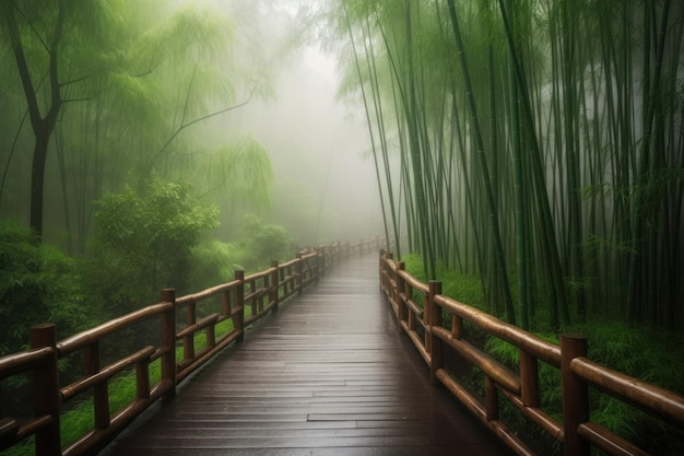 Ponte di bambù nebbioso naturale Viaggio cinese Genera Ai
