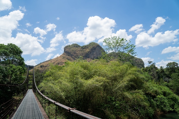 Ponte di ferro e montagna