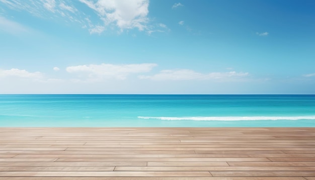 Ponte di legno con sfondo di mare e cielo