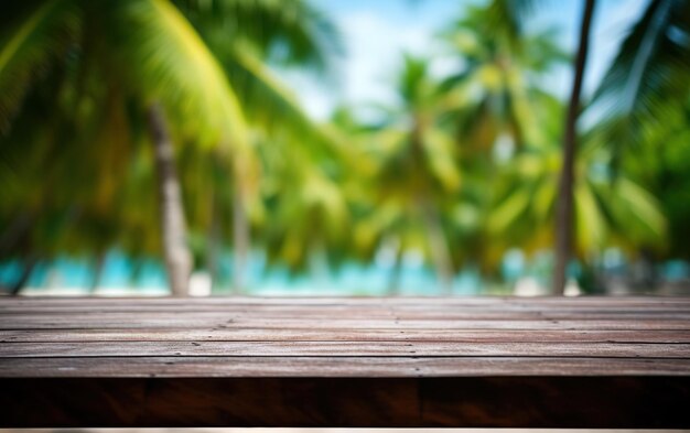 ponte di legno con spiaggia tropicale sullo sfondo