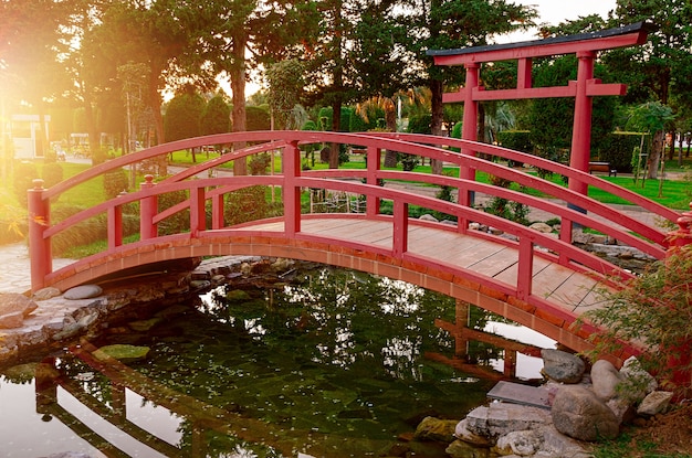 Ponte di legno in un parco