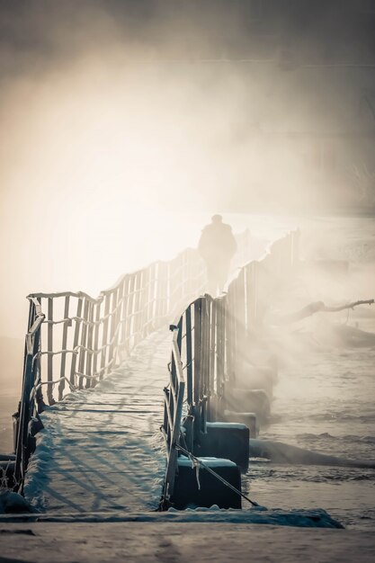 Ponte fiume gelo invernale