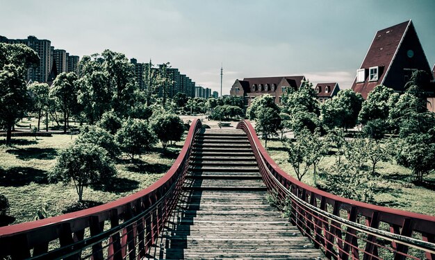 Ponte nel parco con la città