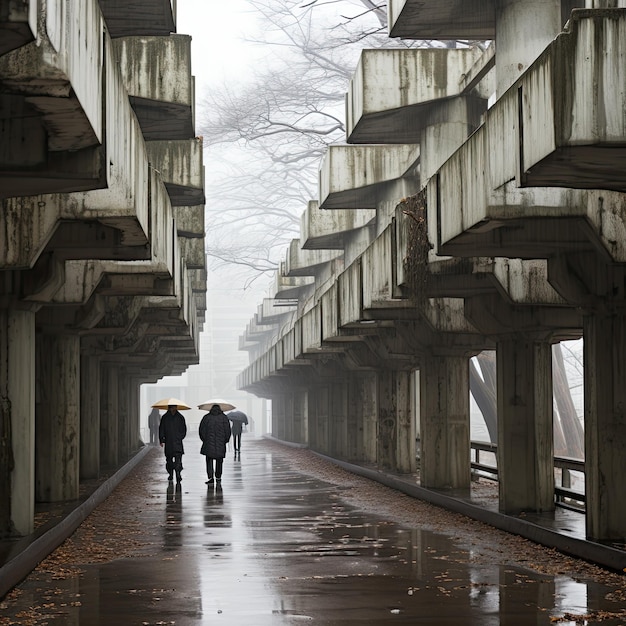 ponte pedonale brutalismo stile ai generativo