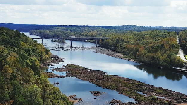Ponte sul fiume contro il cielo