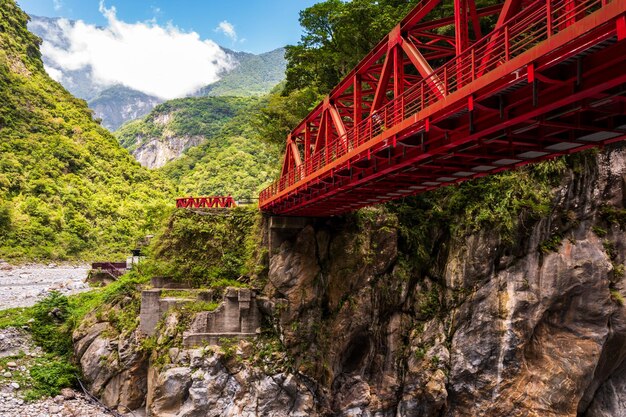 Ponte sul fiume contro le montagne