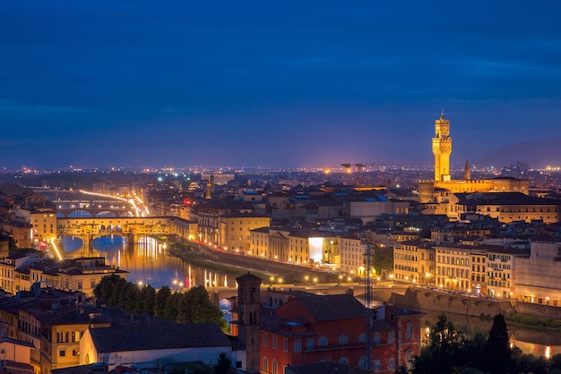 Ponte Vecchio e Palazzo Vecchio Firenze Italia