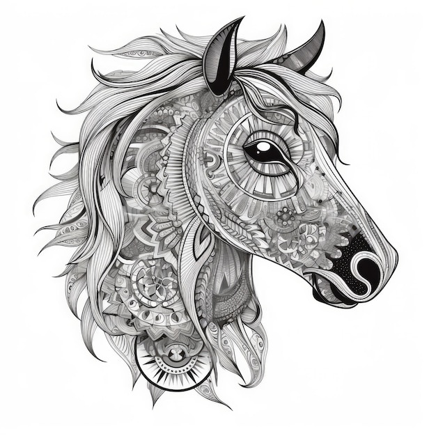 Pony in stile mandala Illustrazione AI Generative