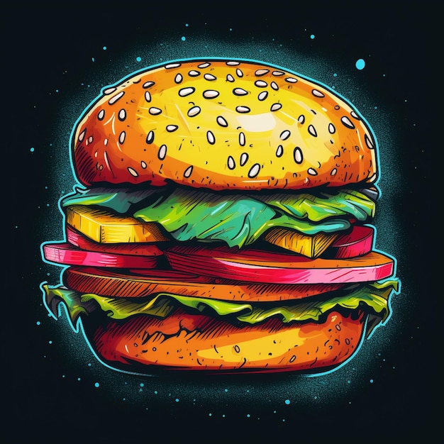 Pop art burger ispirazione vibrante