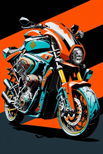 pop art di una moto da corsa