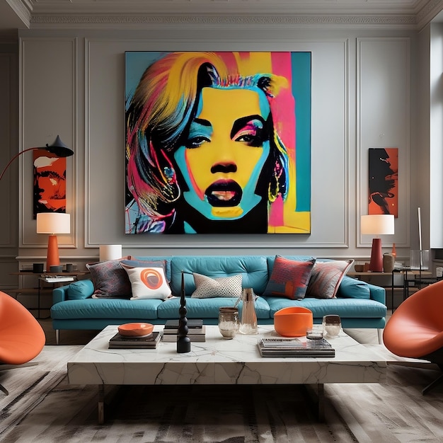 Pop art interior design di salotto moderno