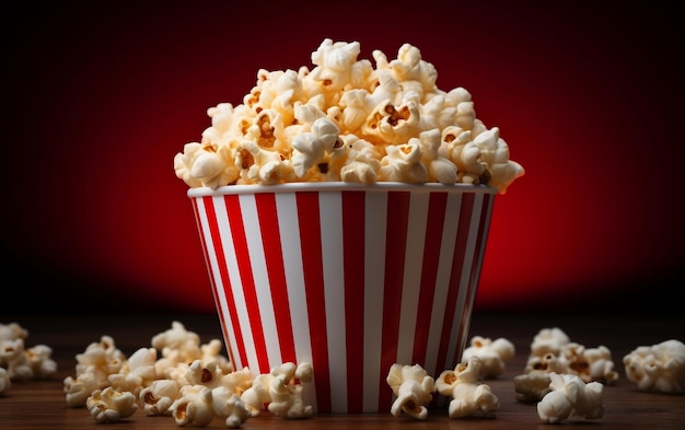 Popcorn Bucket su sfondo isolato AI generativa