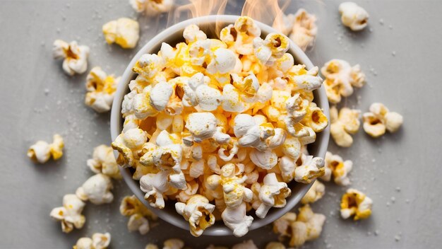 Popcorn in vista superiore con spazio di copia