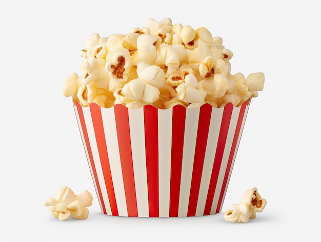 popcorn realistico 8K con sfondo bianco