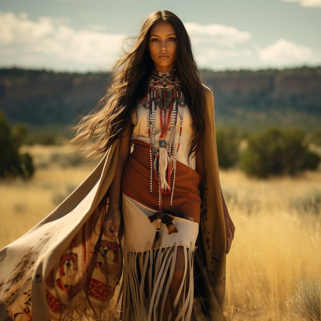 Popolazione nativa americana Indiani d'America cultura autentica vestire e tradizioni ragazze scure