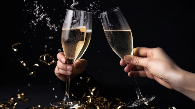 Popoli coniati bicchieri di champagne Illustrazione AI Generative