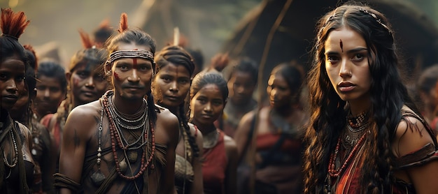 Popolo indigeno in India che rappresenta le diverse tradizioni culturali Generato con l'AI