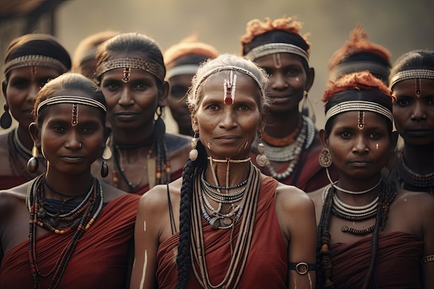Popolo indigeno in India che rappresenta le diverse tradizioni culturali Generato con l'AI