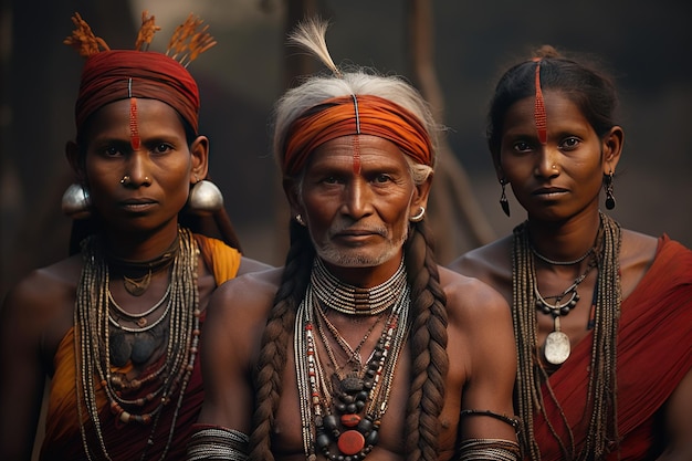 Popolo indigeno in India che rappresenta le diverse tradizioni culturali Generato con l'AI