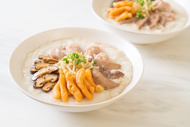 Pork Congee o Porridge con Pork bowl